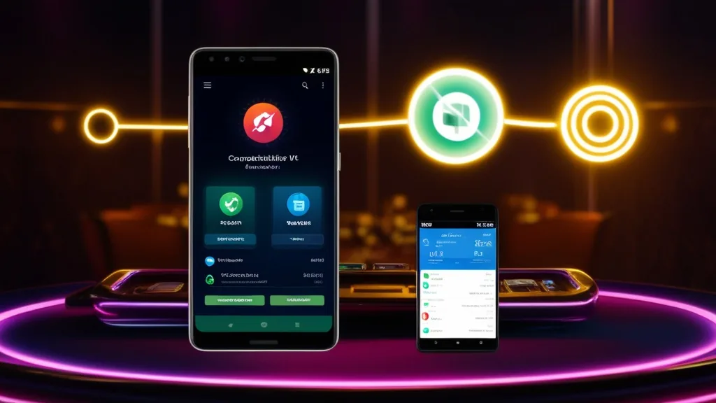 Android phone with compatibility checks for a casino app and device requirements