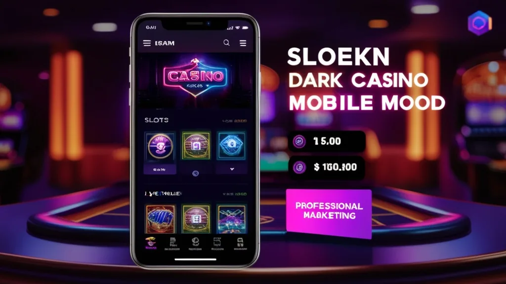 Mobile casino interface with slots, live tables, and account tools on a phone screen