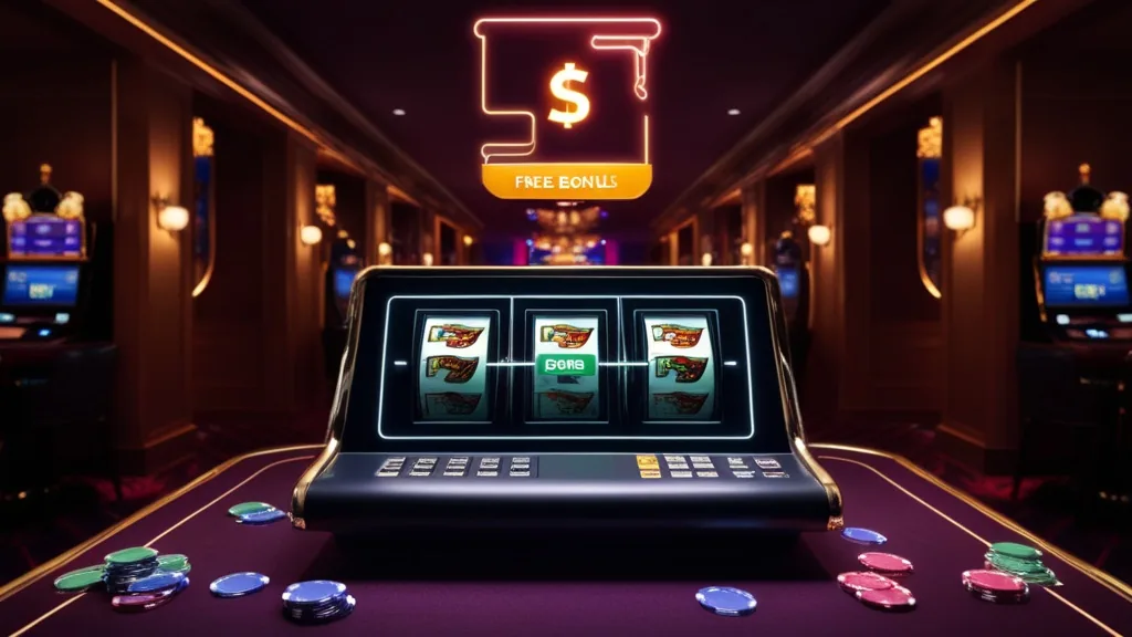 A promo code and no deposit bonus theme in a dark casino setting