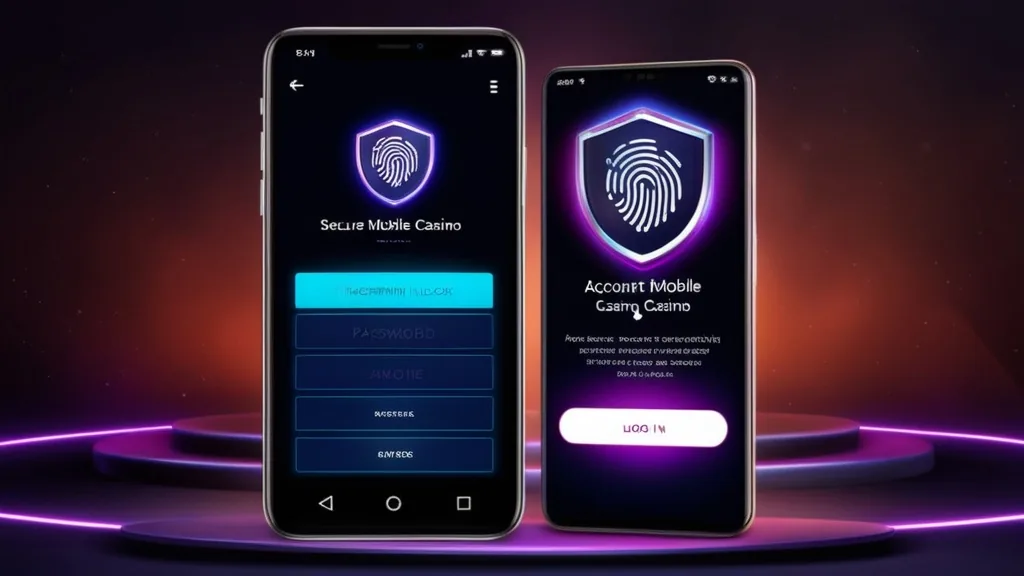 Secure login screen on a mobile casino app with fingerprint and shield icons