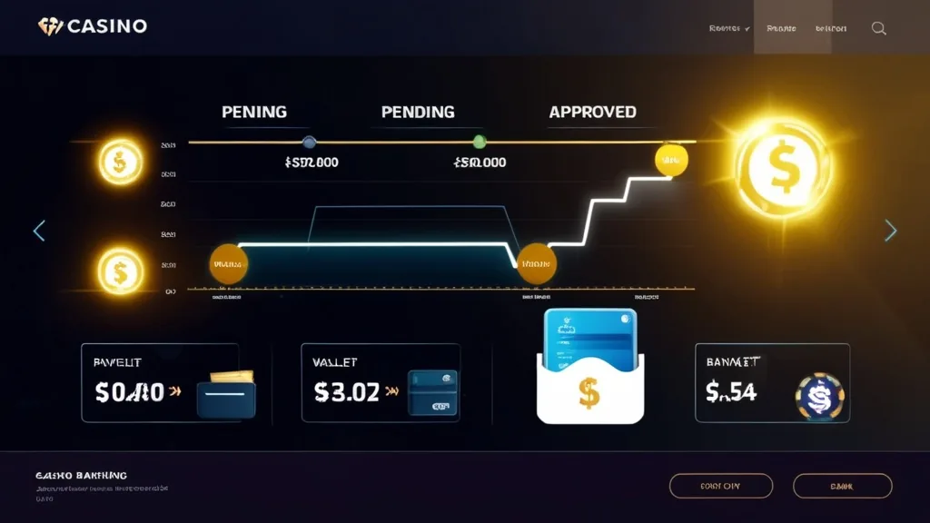 Casino withdrawal timeline showing pending and approved payment stages