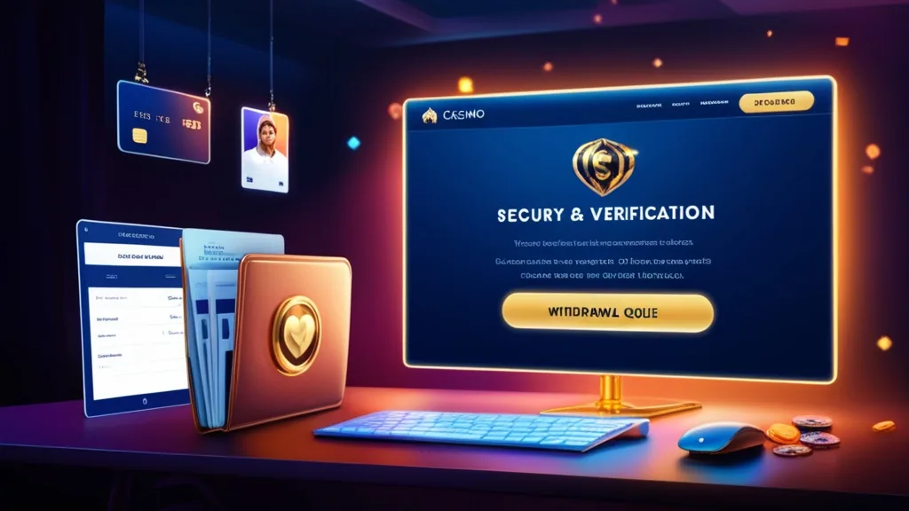 Casino verification documents beside a pending withdrawal screen